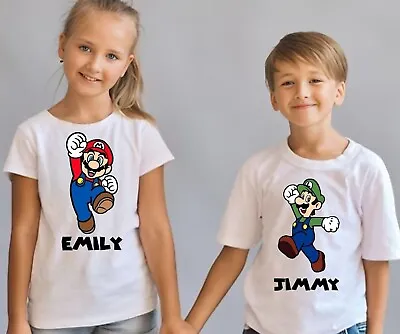 Buy Personalized Super Mario Luigi Kids T-Shirt, Birthday Gifts  Princess Peach Top • 10.99£
