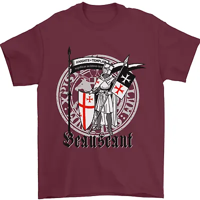 Buy Knights Templar St Georges Day Beauseant Mens T-Shirt 100% Cotton • 10.48£