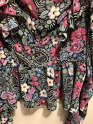 Buy Flawless Floral Print Ruffled Lightweight Blouse Plus Size 2XL Sheln Curve • 9.43£