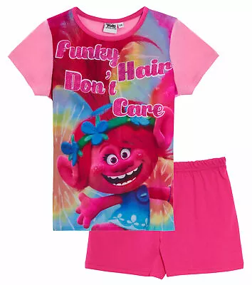 Buy Trolls Short Pyjamas Girls Poppy Glitter Shortie Pj Set Nightwear T-Shirt Shorts • 7.95£