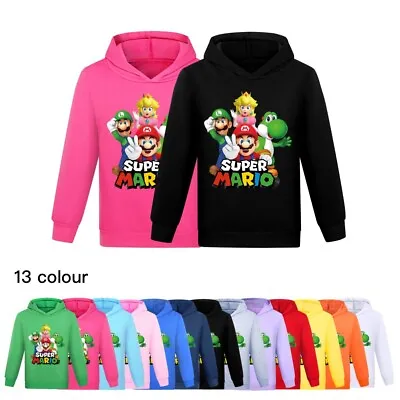 Buy Kids Boys Girls Super Mario Print Casual Hoodie Sweatshirt Pullover Jumper Tops • 11.99£