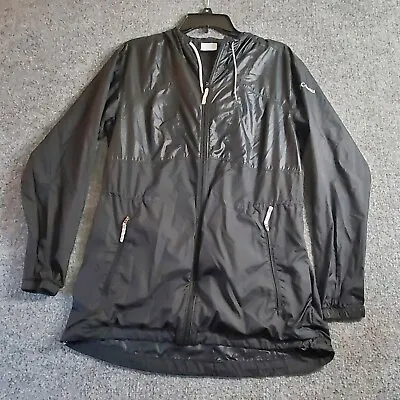 Buy Columbia Flashback Long Windbreaker Hooded Jacket Full Zipper Black Medium • 14.15£