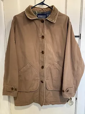Buy Lands End Women Jacket M 10-12 Brown Flannel Lined Chore Barn Field Coat Vintage • 33.07£