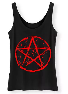 Buy Pentagram Tank Top SCREENPRINTED Ladies Womens Rock Goth Punk Vest Biker Gothic • 11.95£