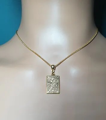 Buy Tarot 'The Sun' Golden Pendant Necklace ~ Pagan Wicca Mystic Jewellery Gift ☆ • 4.95£
