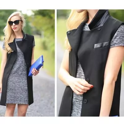 Buy Ann Taylor Womens Faux Leather Trim Crepe Vest Size Medium Business Casual  • 17.04£