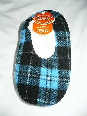 Buy Wonder Nation Fuzzy Babba Slipper Socks Size M/L Blue 1 Pair Gripper Bottoms  • 9.05£