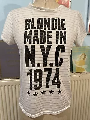 Buy Blondie Made In N.Y.C. 1974 Punk White Stripe T Shirt Size 8 • 3.99£