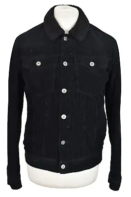 Buy TOPMAN Black Padded Jacket Size S Mens Corduroy Button Up Trucker Outdoors • 20£
