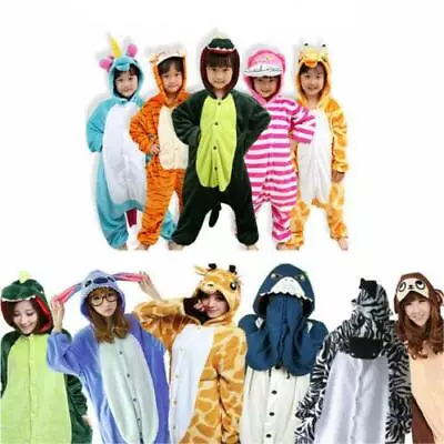 Buy Adult Kids Animal Pajamas Nightwear Costumes Jumpsuit Halloween Party Cosplay • 17.41£