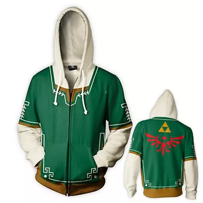Buy Legend Of Zelda Winged Triforce Hoodie Sweatshirt Zipper Jacket Coat Cosplay • 30.35£