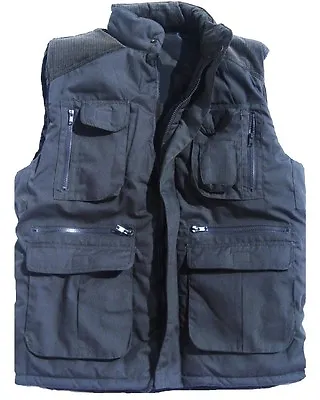 Buy ULTIMATE BODYWARMER Mens Large Dark Blue Padded Coat Tough Multi Pocket Jacket • 20.70£