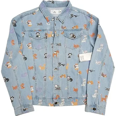 Buy Disney Store Cats Denim Jacket Coat Adults Light Blue Jean S Small AOP Character • 59.99£