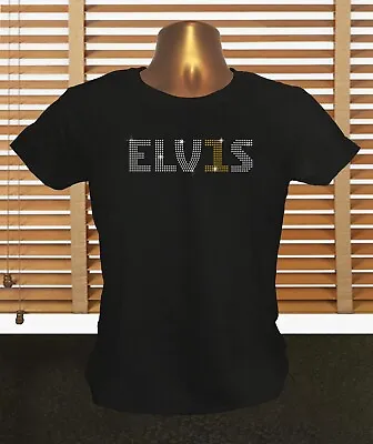 Buy Elvis Presley Elvis No 1 - Women's Elvis Presley Bling Rhinestone T Shirt • 18.99£