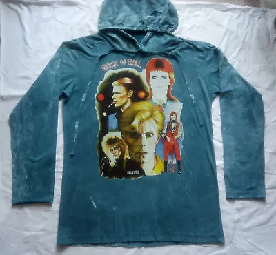 Buy Hoodie David Bowie.The Many Faces Of David Bowie. Rock N Roll No Time Size L • 21.60£
