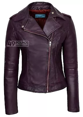 Buy Ladies Brando Leather Jacket Fashion Biker Rock Style Real Lambskin 442 • 41.65£