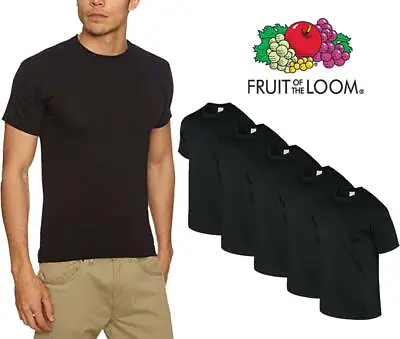 Buy 5 Pack Pain Black T Shirt Fruit Of The Loom Cotton Tee Shirt S To 5XL • 16.99£