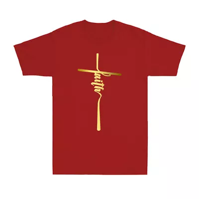 Buy Faith Christian Cross Jesus God Church Sunday Service Bible Men's T-Shirt • 12.99£