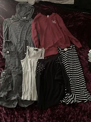 Buy XS Small Grunge Alt Clothing Lot 7 Resell Stripe Red Black Shortalls Top Hoodie • 11.36£