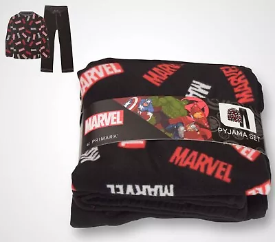 Buy Marvel Men's Soft Marvel Primark Pyjama Set Top & Trousers Black Size M • 13.99£