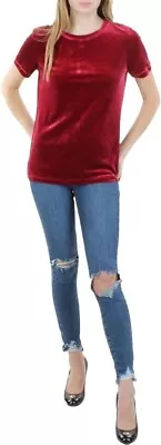 Buy Anne Klein Velour Button Back Tee Women's XL Titan Red Crew Neck Short Sleeve • 28.45£