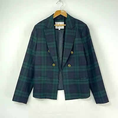 Buy House Of Bruar Jacket Womens 12 Green Navy Tartan Check Wool Country Blazer • 45£