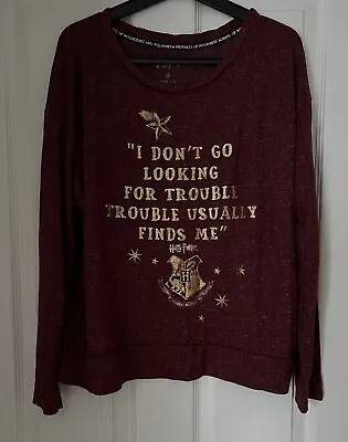 Buy Harry Potter Pyjamas Top Size M 12-14 Primark  Plum Fleck Worn Twice • 2.49£