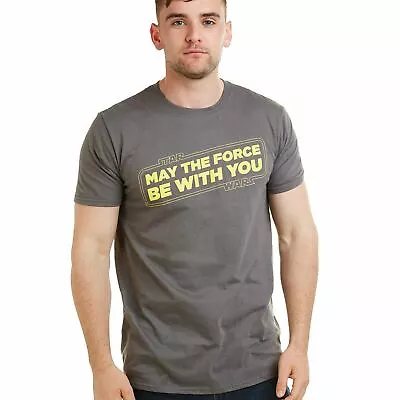 Buy Official Star Wars Mens Force Be With You Slogan T-shirt Grey S-2XL • 13.99£