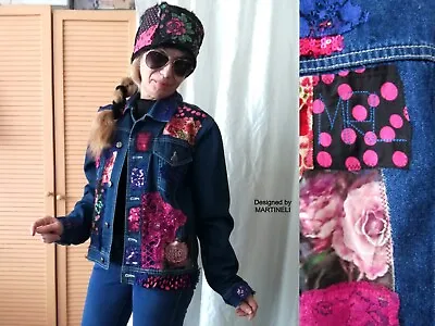 Buy Embroidered Denim  Jacket M/l Boho Floral Jacket Gypsy Hippie Blue Denim Jacket • 165.77£