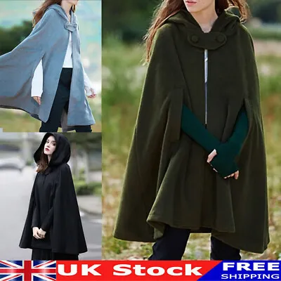 Buy UK Womens Cloak Vintage Hooded Coat Gothic Cape Poncho Autumn Casual Loose Coat • 20.70£