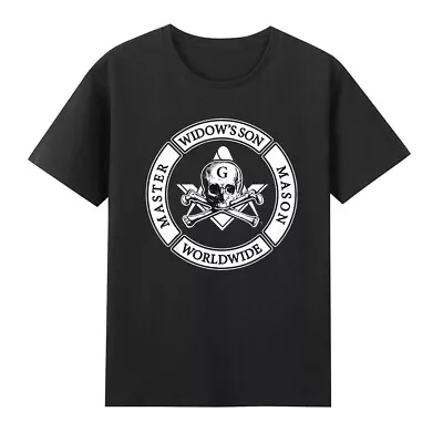 Buy Master Widow's Son Mason Worldwide Skull Compass Square Masonic Men's T-Shirt • 15.98£
