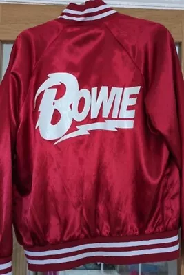 Buy David Bowie Bomber Jacket Rare Glam Rock Band Merch Coat Size Small Red • 36.30£