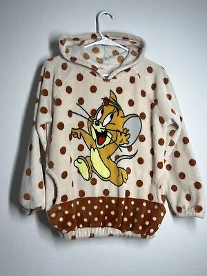 Buy Tom & Jerry Hoodie Women’s Size Small Fleece Polka Dot Sweatshirt Beige Brown • 9.44£