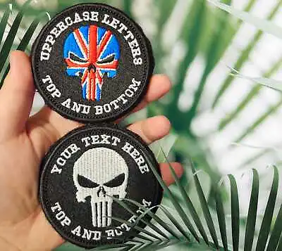 Buy Personalised PUNISHER Hook And Loop Sew On Patch Military Airsoft Embroidered  • 6£