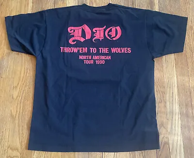 Buy VTG Dio Throw Em To The Wolves Tour T Shirt Crew Only 1990 Metal Black Sabbath • 132.60£