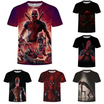 Buy Kids Adult 3D Marvel Deadpool Casual Short Sleeve T-Shirt Tee Top Xmas Gift UK • 6.99£