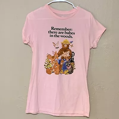 Buy Smokey The Bear Top Womens T-Shirt 2X Forest Friends Animals Graphic Tee Pink • 13.23£
