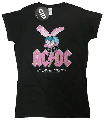 Buy AC DC Fly On The Wall Tour 1985 T Shirt Official Ladies Fitted Skinny Large • 14.95£