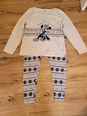 Buy Ladies Christmas Mickey And Minnie Mouse Pjs Size 12 • 0.99£