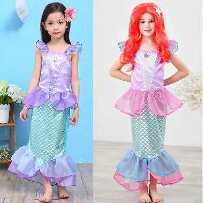 Buy Kids Girls Mermaid Ariel Costume Cosply Princess Halloween Party Fancy Dress Up • 4.27£