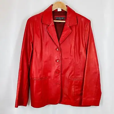 Buy Woodland Leather Red Leather Jacket UK 16 • 28.60£