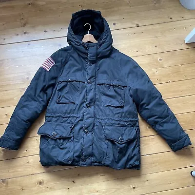 Buy Ralph Lauren Denim & Supply Flag Down Puffer Jacket Size Large New No Tags Black • 150£