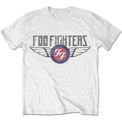 Buy Foo Fighters Flash Wings Motif Band Mens Women Unisex White T-Shirt Short Sleeve • 12.95£