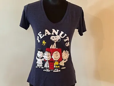 Buy PEANUTS Snoopy Womens Official V-neck T-shirt Small Purple Charlie Brown • 14.20£