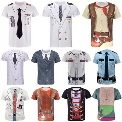 Buy Cosplay Costume Captain Uniform Print Women Men Casual 3D T-Shirt Short Sleeve • 8.87£