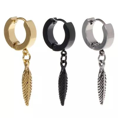 Buy Punk Feathe Dangle Earrings Korean Hoop Earring Jewelry For Women Men Daily Wear • 5.38£