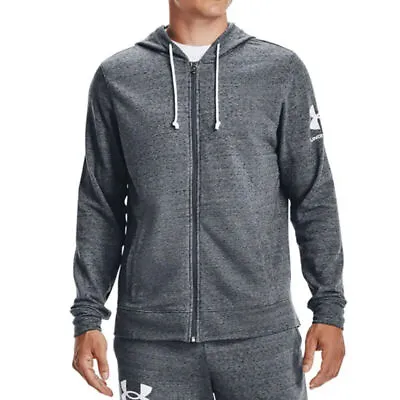 Buy Under Armour Hooded Sweatshirt Mens UA Rival Fleece Grey Full Zip Hoodie XS • 24.99£