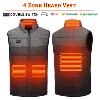 Buy Electric USB Heated Vest Warm Up 4 Zone Heating Gilets Jacket Coat Body Warmer • 15.99£