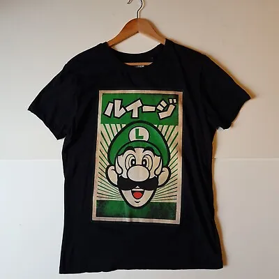 Buy Super Mario Luigi T-Shirt Adult Size Large Women Nintendo Bioworld Black 2018 • 11.99£
