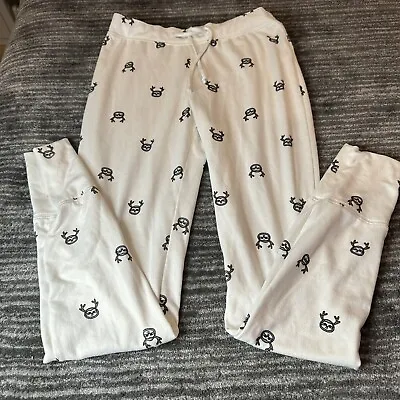 Buy Hollister Lounge Pajama Womens Small Drawstring Pants Sloth All Over Print White • 12.30£